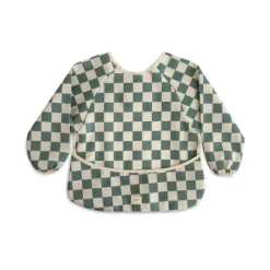 Mushie Babete Manga Comprida Olive Check 6-24M | Resistente à Água