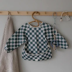 Mushie Babete Manga Comprida Olive Check 6-24M | Resistente à Água