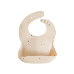 Mushie Babete Silicone +6Meses | Cor Vanilla Confetti - Ajustável e Fácil de Limpar