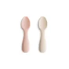 Mushie 2 Colheres Bebé Blush/Shifting Sand | Silicone Alimentar 12+ Meses