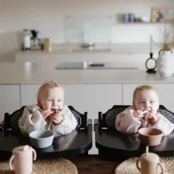 Mushie 2 Colheres Bebé Blush/Shifting Sand | Silicone Alimentar 12+ Meses