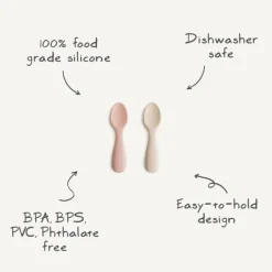 Mushie 2 Colheres Bebé Tradewinds/Shifting Sand | Silicone Alimentar 12+ Meses