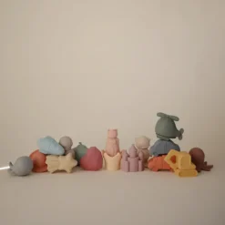 Mushie Conjunto 4 Brinquedos Banho Vida Marinha | Sem BPA 10 Meses+