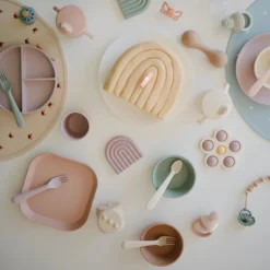 Mushie Corrente para Chupeta 0+ Meses | Silicone Alimentar - Cor Halo Luna Blush