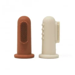 Mushie Escova Dentes Dedo Clay/Shifting | 2 Unidades | Silicone Alimentar para Bebés