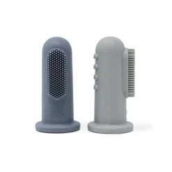 Mushie Escova Dentes Dedo Tradewinds/Stone |2 Unidades | Silicone Alimentar para Bebés