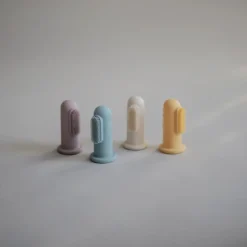 Mushie Escova Dentes Dedo Tradewinds/Stone |2 Unidades | Silicone Alimentar para Bebés