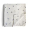 Mushie Fralda Pano Musselina Extra Suave Whales | Padrão Baleias 120x120cm Algodão Orgânico