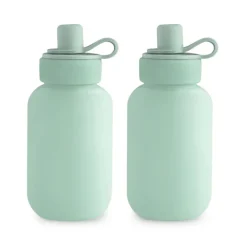 Mushie 2 Garrafas Reutilizáveis para Puré 150ml 6+ Meses | Cor Cambridge Blue - Silicone Alimentar