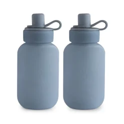 Mushie 2 Garrafas Reutilizáveis para Puré 150ml 6+ Meses | Cor Tradewinds - Silicone Alimentar