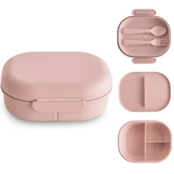 Mushie Lunch Box Com Talheres Blush +6M