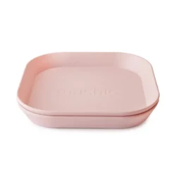 Mushie Pack Pratos Quadrados Blush - 2 Unidades | Sem BPA Micro-ondas