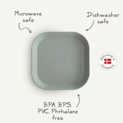 Mushie Pack Pratos Quadrados Sage - 2 Unidades | Sem BPA Micro-ondas