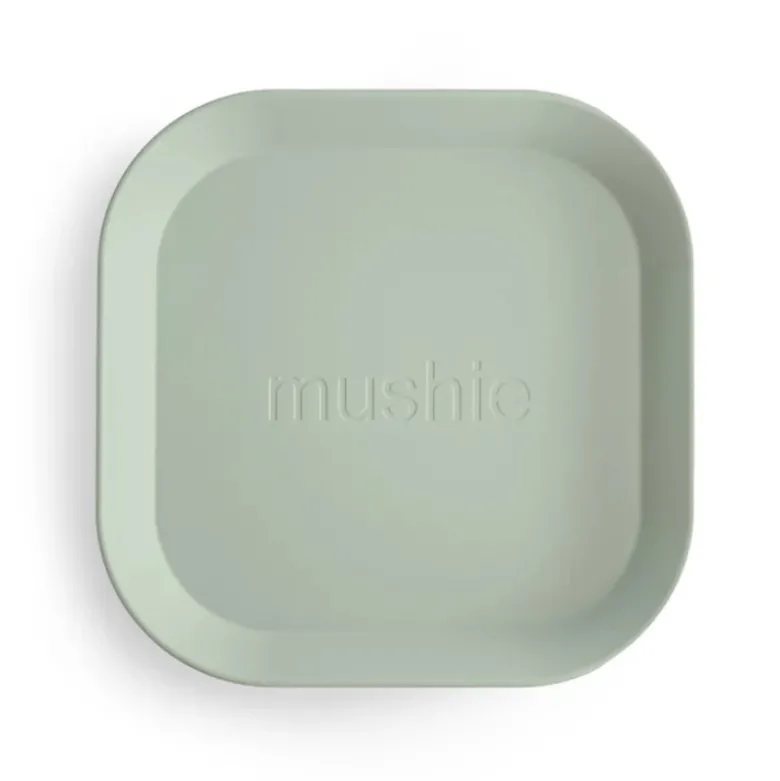 Mushie Pack Pratos Quadrados Sage - 2 Unidades | Sem BPA Micro-ondas