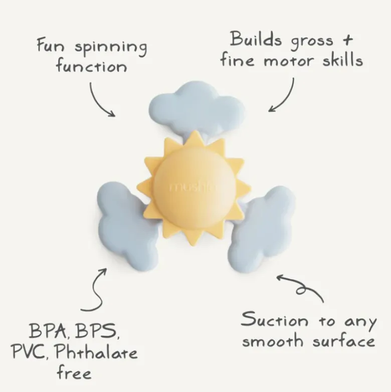 Mushie Spinner Sunshine com Ventosa +10 Meses | Brinquedo Sensorial de Silicone