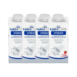 NANCARE Hydrate Morango 4x200ml +12Meses | Solução Reidratação Crianças Caso de Diarreia e Desidratação