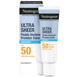 Neutrogena Ultra Sheer Protetor Solar Fluido Invisível Hidratante FPS50 50ml | Ideal para pele normal a seca e sensível
