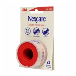 Nexcare Fita Adesiva Têxtil Flexível 4.2m x 2.5cm | Respirável, Forte Aderência 24h, Resistente à Água, Sem Látex