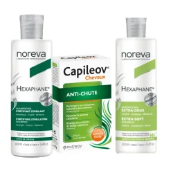 Noreva Coffret Rotina Antiqueda Crónica/Hormonal | Champô Fortificante + Suplemento Capileov + Hexaphane Extra Suave