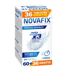Novafix Pastilhas Limpeza Tripla Ação Prótese Dentária 60 + 36 Grátis