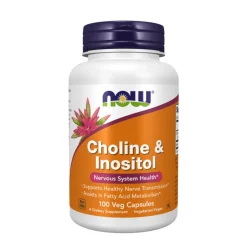 NOW Choline & Inositol 500mg 100 Cápsulas | Suporte ao Sistema Nervoso e Função Cerebral | Saúde do Fígado e Metabolismo