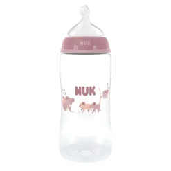 NUK Biberão First Choice Silicone Rosa M +3 Meses 300ml | Controlo Temperatura