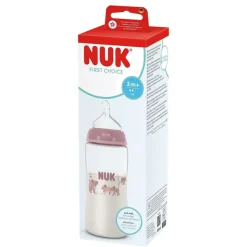 NUK Biberão First Choice Silicone Rosa M +3 Meses 300ml | Controlo Temperatura