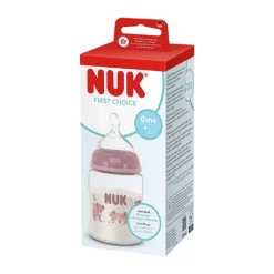 NUK Biberão First Choice Silicone Rosa S +0 Meses 150ml | Controlo Temperatura