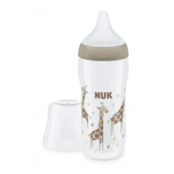 NUK Biberão Perfect Match +6 Meses 360ml | Padrão Girafas e Tetina Silicone Anti-Cólicas