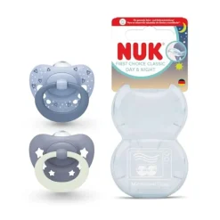 NUK Chupeta First Choice Dia e Noite Azul 0-6M Uni. 2 | Brilham no escuro