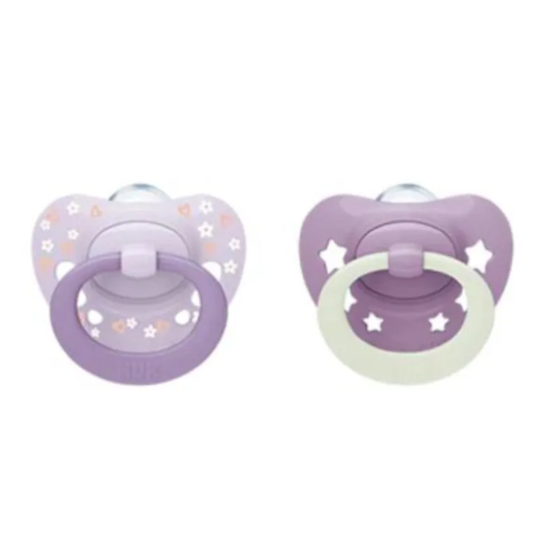 NUK Chupeta First Choice Dia e Noite Roxo 18-36M Uni. 2 | Brilham no escuro
