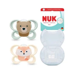 NUK Chupeta Perfect Match Air Silicone Raposa/Urso 0-6 Meses 2 Uni.