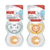 Nuk Chupeta Space Tetina Silicone Animais 6-18M 2 Uni.