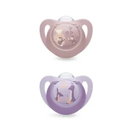 NUK First Choice Chupetas Silicone Rosa 6-18M 2 Uni. | Macaco e Canguru