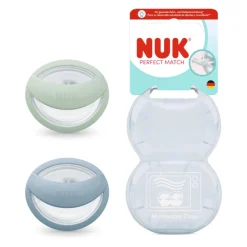 NUK Perfect Match Chupetas Silicone 0-6M x2 Verde + Azul | 95% Aceitação Bebés
