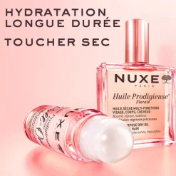 Nuxe Huile Prodigieuse Florale Óleo Roll-On 60ml | Óleo Seco Hidratante Rosto Corpo Cabelo Brilho