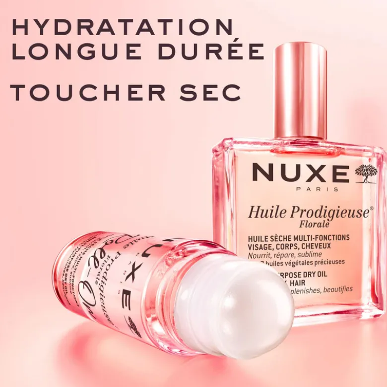 Nuxe Huile Prodigieuse Florale Óleo Roll-On 60ml | Óleo Seco Hidratante Rosto Corpo Cabelo Brilho