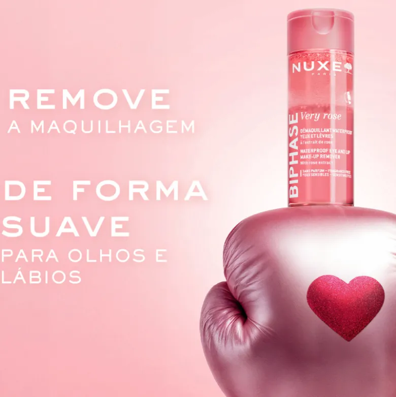 Nuxe Very Rose Desmaquilhante Bifásico 100ml | Remove Maquilhagem Waterproof sem Esfregar | Para Olhos Sensíveis