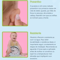 Otostick Baby Corretor Estético para Orelhas 8 Unidades + Touca
