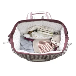 Pasito a Pasito Mochila Maternidade Cherry Strips 29x40x17cm | Inclui Trocador