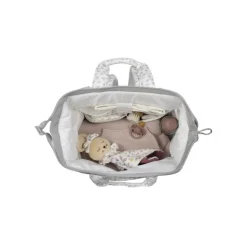 Pasito a Pasito Mochila Maternidade Little Bloom Flowers Grey | Tecido Impermeável