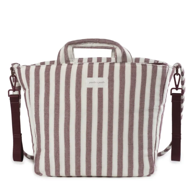 Pasito a Pasito Saco Muda Fraldas Cherry Strips 37x30x12 cm | Inclui Trocador