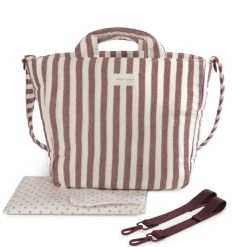 Pasito a Pasito Saco Muda Fraldas Cherry Strips 37x30x12 cm | Inclui Trocador