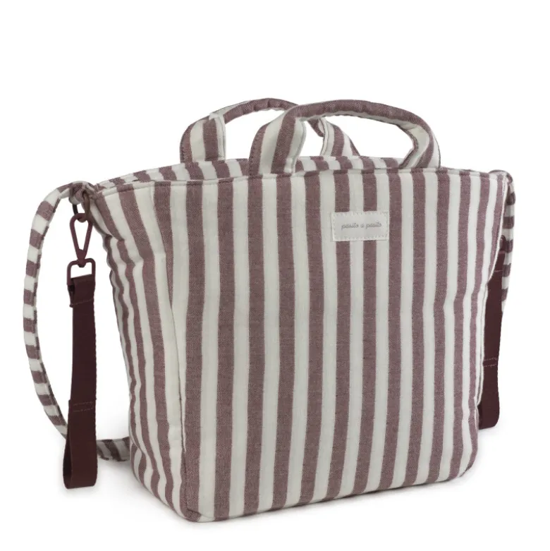 Pasito a Pasito Saco Muda Fraldas Cherry Strips 37x30x12 cm | Inclui Trocador