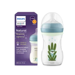 Philips Avent Biberão Noturno Natural Response 260ml 3-6Meses | Tetina Silicone fluxo médioeses