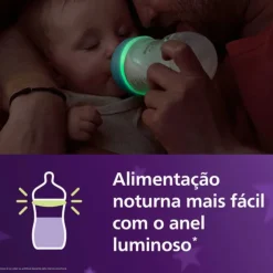 Philips Avent Biberão Noturno Natural Response 260ml 3-6Meses | Tetina Silicone fluxo médioeses