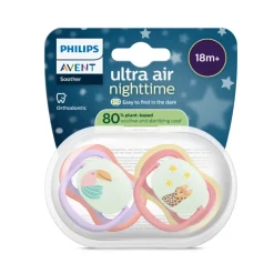 Philips Avent Ultra Air Chupeta Noturna 18M+ | Tucano e Leopardo - Brilha no Escuro | 2 Unidades