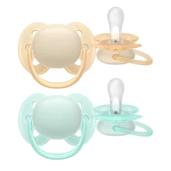 Philips Avent Ultra Soft Chupeta 0-6M Amarela e Verde | Para Pele Sensível Bebé
