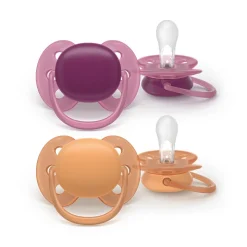 Philips Avent Ultra Soft Chupeta +18M Lilás e Laranja | Para Pele Sensível Bebé