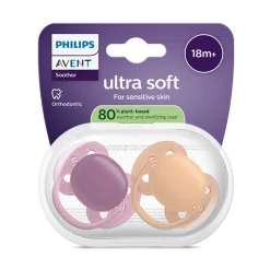 Philips Avent Ultra Soft Chupeta +18M Lilás e Laranja | Para Pele Sensível Bebé